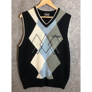 Southpole Sweater Vest Mens Large Black Blue Argyle Knit Pullover Preppy 2000s
